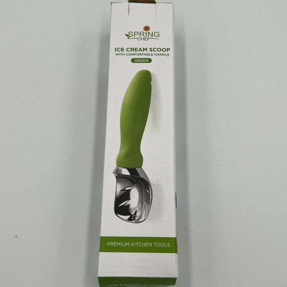 Spring Chef Ice Cream Scoop Green Heavy Duty Ergonomic Grip New